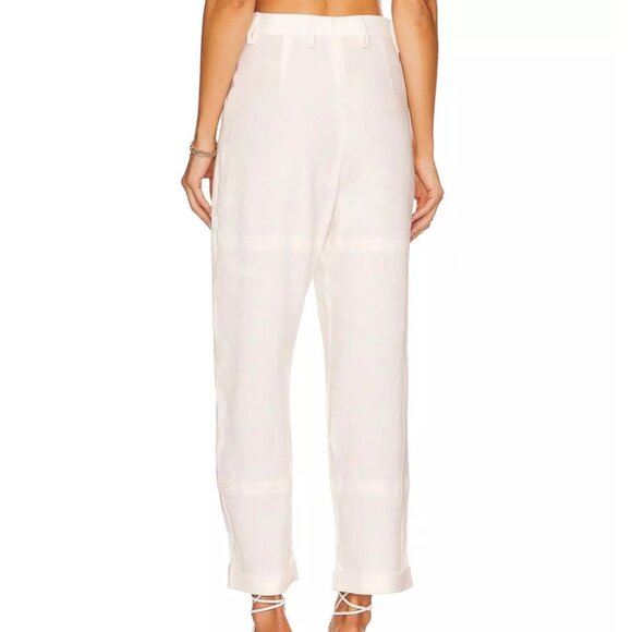 Just Bee Queen | Kai Linen Blend Wide Leg Pant in Ivory - Picture 2 of 6